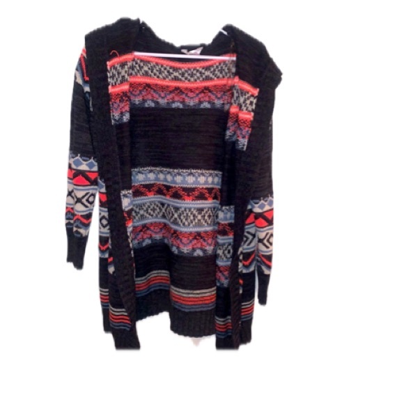 No Boundaries Multi Color XL (15/17) Hooded Knit Duster - Picture 7 of 7